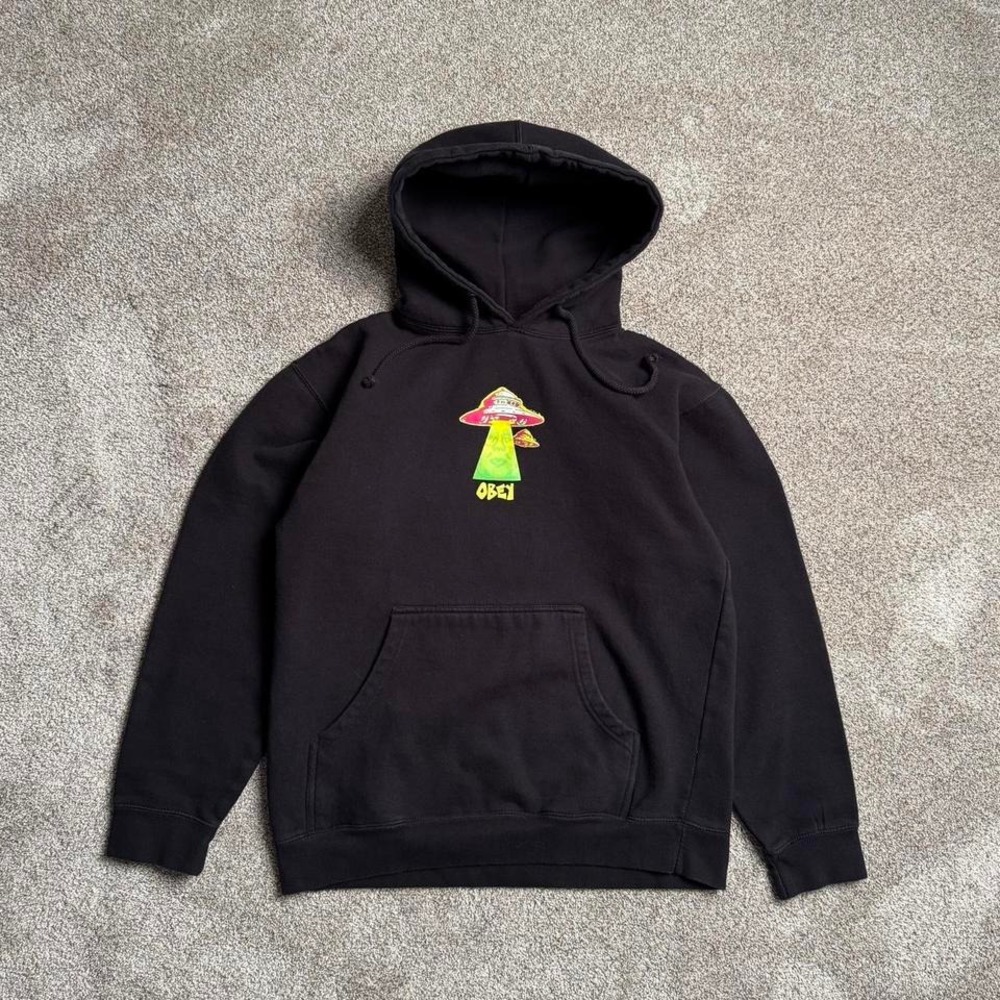 BLACK OBEY "MUSHROOM FACE" PULLOVER HOODIE